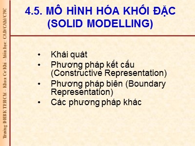 Bài giảng CAD/CAM/CNC - Bài 5: Mô hình hóa khối đặc