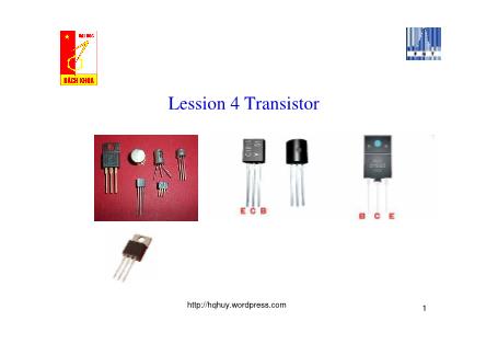 Bài giảng Cấu kiện điện tử - Lession 4: Transistor