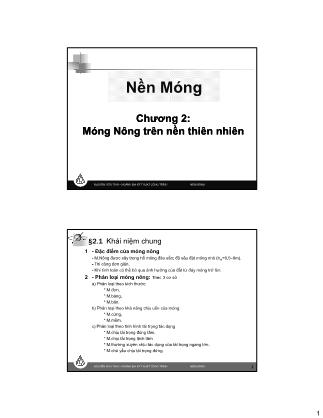 Bài giảng Nền móng - Chương 2: Móng nông trên nền thiên nhiên - Nguyễn Hữu Thái