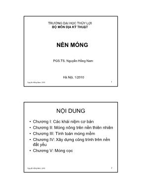 Bài giảng Nền móng - Chương I: Các khái niệm cơ bản - Nguyễn Hồng Nam