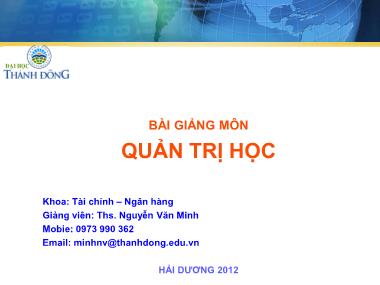 Bài giảng Quản trị học - Nguyễn Văn Minh
