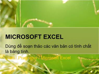 Bài giảng Tin học đại cương - Bài: Microsoft Excel