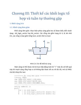 Giáo trình Thiết kế mạch logic số - Chương III: Thiết kế các khối logic tổ hợp và tuần tự thường gặp