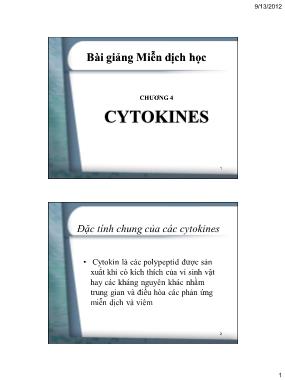 Bài giảng Miễn dịch học - Chương 4b: Cytokines
