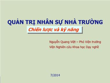 Bài giảng Quản trị nhân sự nhà trường - Nguyễn Quang Việt