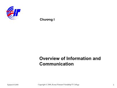 Bài giảng Truyền thông thông tin - Chương 1: Tổng quan về truyền thông thông tin