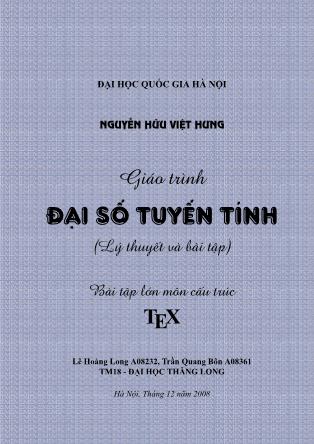 Giáo trình Đại số tuyến tính - Nguyễn Hữu Việt Hưng
