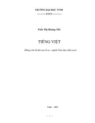 Giáo trình Tiếng Việt (Phần 1) - Trần Thị Hoàng Yến