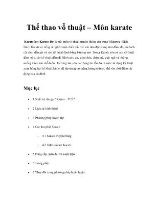Thể thao võ thuật – Môn Karate