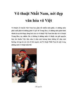 Võ thuật Nhất Nam, nét đẹp văn hóa võ Việt