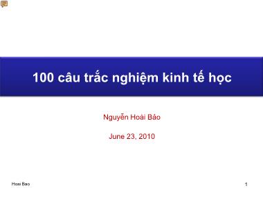 100 Câu trắc nghiệm kinh tế học - Nguyễn Hoài Bảo