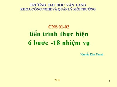 Bài giảng Các kỹ thuật giảm thiểu chất thải - Nguyễn Kim Thanh