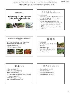 Bài giảng Cây ăn quả 1 - Chương 4: Vườn ươm và các phương pháp nhân giống cây ăn quả - Học Viện Nông Nghiệp Việt Nam