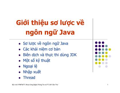 Bài giảng Lập trình mạng - Bài 2: Giới thiệu sơ lược về ngôn ngữ Java - Bùi Minh Quân