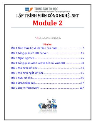 Bài giảng Lập trình viên Công nghệ .NET – Module 2