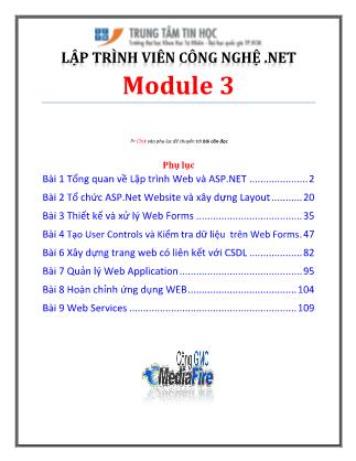 Bài giảng Lập trình viên Công nghệ .NET – Module 3