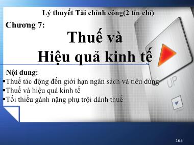 Bài giảng Lý thuyết Tài chính công - Chương 7: Thuế và hiệu quả kinh tế - Trương Minh Tuấn