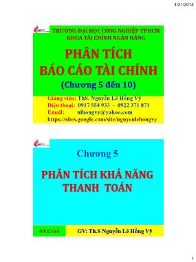 Bài giảng Phân tích Báo cáo tài chính - Chương 5 đến 10 - Nguyễn Lê Hồng Vỹ