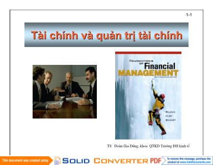 Bài giảng Quản trị tài chính - Chương: Tài chính và quản trị tài chính - Đoàn Gia Dũng