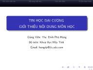 Bài giảng Tin học đại cương - Bài mở đầu: Giới thiệu môn học - Đinh Phú Hùng