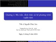 Bài giảng Toán cao cấp - Chương 1: Ma trận, định thức và hệ phương trình tuyến tính - Nguyễn Phúc Sơn