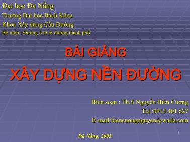 Bài giảng Xây dựng nền đường - Nguyễn Biên Cương
