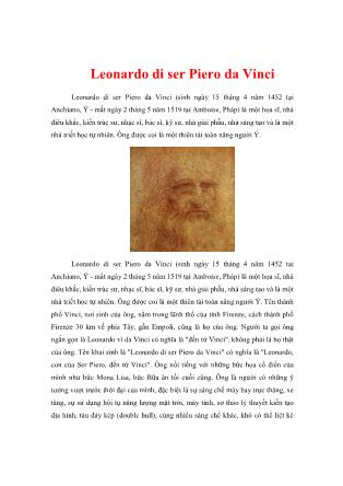 Tiểu sử Leonardo di ser Piero da Vinci
