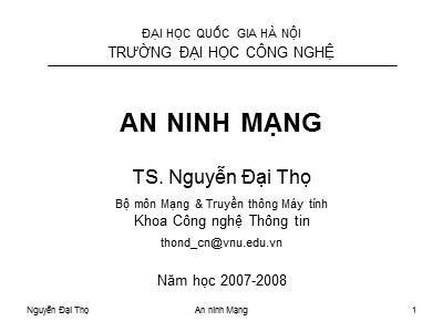 Bài giảng An ninh mạng - Nguyễn Đại Thọ