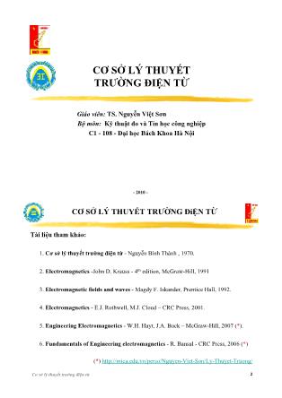Bài giảng Cơ sở lý thuyết trường điện từ - Nguyễn Việt Sơn