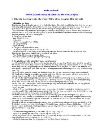 Bài giảng Công tác bảo hộ lao động - Phần thứ nhất: Những vấn đề chung về công tác bảo hộ lao động