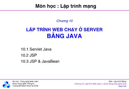 Bài giảng Lập trình mạng - Chương 10: Lập trình web chạy ở server bằng Java