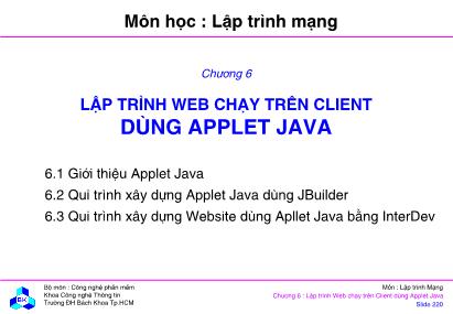 Bài giảng Lập trình mạng - Chương 6: Lập trình Web chạy trên Client dùng Applet Java