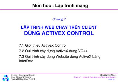 Bài giảng Lập trình mạng - Chương 7: Lập trình Web chạy trên Client dùng Activex Control
