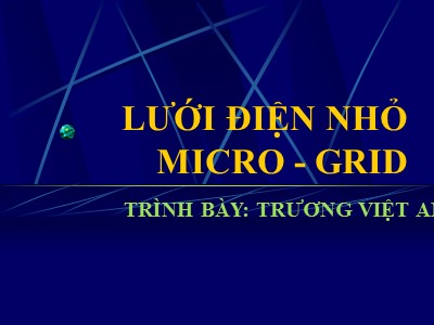 Bài giảng Lưới điện nhỏ Micro - Grid - Trương Việt Anh