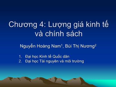 Bài giảng Lượng giá kinh tế tài nguyên và môi trường - Chương 4: Lượng giá kinh tế và chính sách - Nguyễn Hoàng Nam
