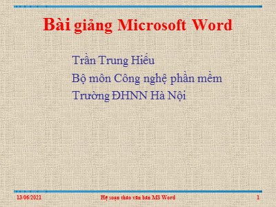 Bài giảng Microsoft Word - Trần Trung Hiếu