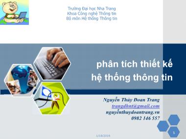 Bài giảng Phân tích thiết kế hệ thống thông tin - Nguyễn Thủy Đoan Trang