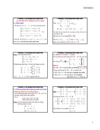 Bài giảng Toán cao cấp - Chương 2: Hệ phương trình tuyến tính - Ngô Quang Minh