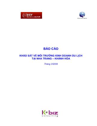 Báo cáo Khảo sát về môi trường kinh doanh du lịch tại Nha Trang – Khánh Hòa