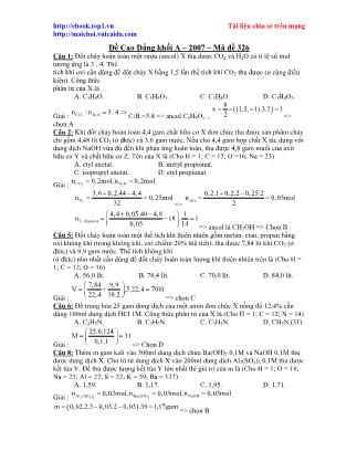 Bộ đề thi Đại học và Cao đẳng môn Hóa học (Có đáp án)
