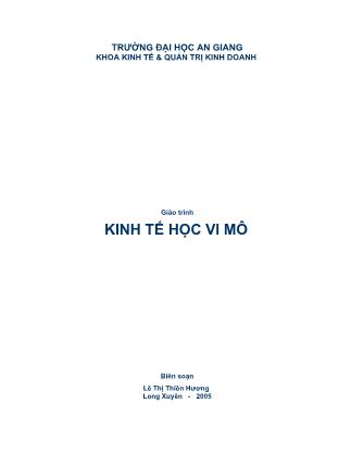 Giáo trình Kinh tế học vi mô - Lê Thị Thiên Hương