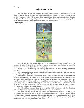 Giáo trình Sinh thái học - Chương 4: Hệ sinh thái