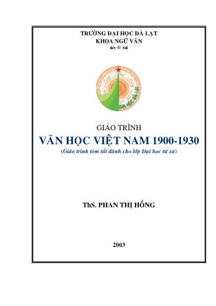 Giáo trình Văn học Việt Nam 1900 - 1930 (Phần 1) - Phan Thị Hồng