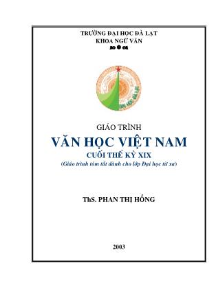Giáo trình Văn học Việt Nam cuối thế kỷ XIX (Phần 1) - Phan Thị Hồng