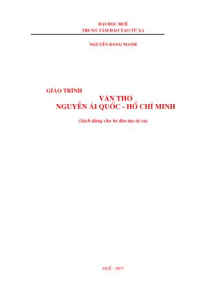 Giáo trình Văn thơ Nguyễn Ái Quốc - Hồ Chí Minh (Phần 1) - Nguyễn Đăng Mạnh