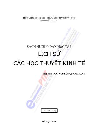 Hướng dẫn Học tập lịch sử các học thuyết kinh tế - Nguyễn Quang Hạnh