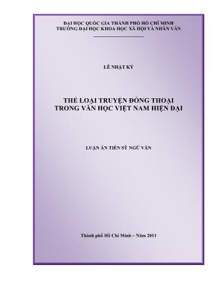 Luận án Thể loại truyện đồng thoại trong văn học Việt Nam hiện đại