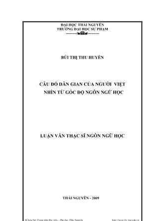 Luận văn Câu đố dân gian của người Việt nhìn từ góc độ ngôn ngữ học