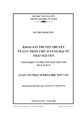 Luận văn Khảo sát truyền thuyết về lưu nhân chú ở vùng Đại Từ Thái Nguyên