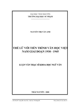Luận văn Thế Lữ với tiến trình văn học Việt Nam giai đoạn 1930 - 1945